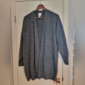 H&M Long Slouch Fit Dark Grey Cardigan, Size M